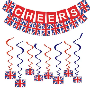 Marea Britanie Bunting Noroc Banner Noroc 2022 Jubileul Reginei Bunting Pavilion Banner Decoruri Union Jack Tematice Pătrat Steaguri