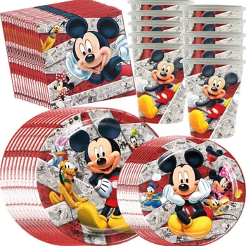 Mickey Mouse Petrecerea Tacamuri de unica folosinta Pahare de Hârtie Placa de Copii 1st Birthday Party, Decoratiuni Baloane Mickey Baby shower Favoruri