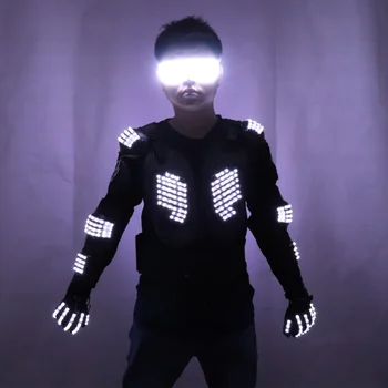 Moda LED Armura Aprinde Jachete Costum cu Laser Mănușă Ochelari Costum de Haine de culoare LED-ul Pentru LED Costume robotice