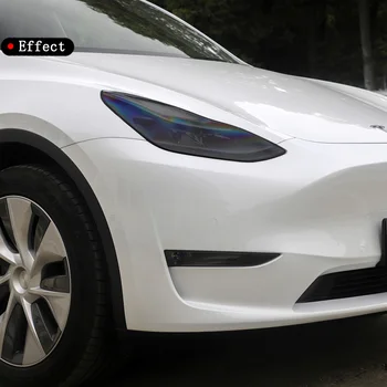 Modelul Y Accesorii 2022 21 Fata Farului Styling Auto Autocolant Pentru Tesla Model 3 Y 2019 20 21 22 TPU Fum Negru Film Protector