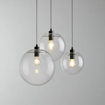 Modern Nordic Minge de Sticlă Lumini Pandantiv Glob de Prindere Home deco sticlă clară pandantiv Lampa DIY E27 Suspensie Bucătărie Lampă de Agățat