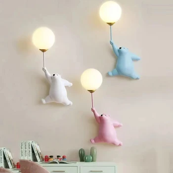 Modernă cu LED-uri lampă de perete dormitor lumina lunii simplu creativ decorativ de perete lampă de desene animate băiat fată urs camera copiilor lampă de perete