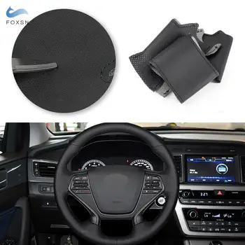 Negru Accesorii Auto Perforate Din Piele Interior Capac Volan Autocolant Garnitura Pentru Hyundai Sonata 9 2015 2016 2017 4-A Vorbit