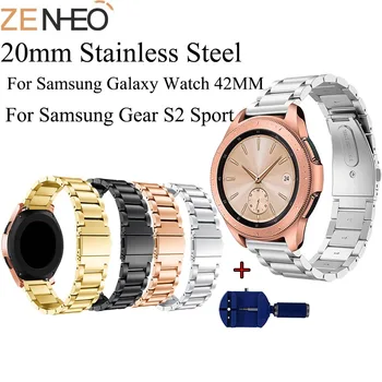 Noi din Oțel Inoxidabil Ceas Trupa Pentru Samsung Galaxy Watch 42mm Curea pentru Gear S2 Sport Watchband Ceas Inteligent cu Instrument de Ajustare
