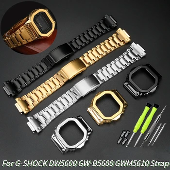 Nou Modificat Costum watchband Pentru Casio G-SHOCK DW5600 GW-B5600 GWM5610 metalice din oțel Inoxidabil Bezel caz ceas + curea Instrumentul de Reparare