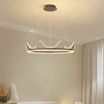 Noua Lampă Crown Design Dormitor Sufragerie Spectru Complet De Protecție A Ochilor Led-Uri Moderne Candelabru Simplu