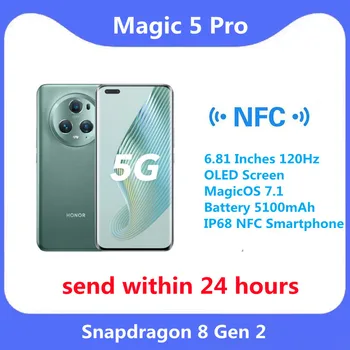 Original Onoare Magic 5 Pro 6.81 Inci 120Hz Ecran OLED Snapdragon 8 Gen 2 MagicOS 7.1 Baterie 5100mAh IP68 NFC Smartphone