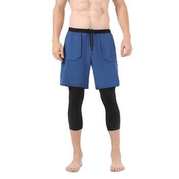 Pantaloni pentru bărbați, 4-way Stretch Pantaloni de Baschet de Doi fals Exterior Respirabil iute Uscat Baschet Dresuri Pantaloni Barbati Pantaloni de Funcționare