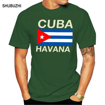 Personalizado Impresso Homens Camiseta Flag Cuba Havana Bumbac cu Maneci Scurte T-Shirt, O-neck