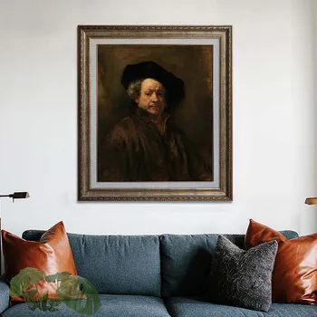 Pictate manual celebra pictură în ulei reproducerea Auto-portret de Rembrandt personalizate ulei portret din fotografie TRANSPORT GRATUIT