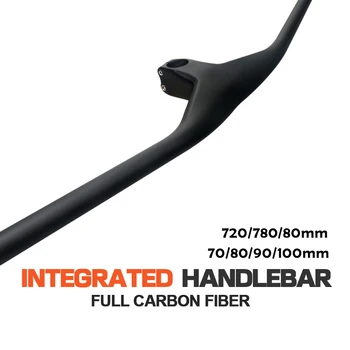 Plin Fibra de Carbon Ghidon Bicicleta MTB Integrat Bar+Stem 720/780/800mm Bicicleta Bar Plat Volan Ciclism Accesorii