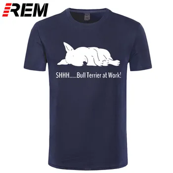 REM tee Bull Terrier-ul La Munca Tricouri Amuzante Grafic de Moda Noua Bumbac cu Maneci Scurte O-Neck T-shirt