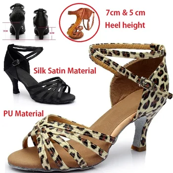 Satin Salsa Dans latino Pantofi Pentru Femei Fete Tango Dans Pantofi cu Toc Moale Pantofi de Dans 5/7cm Dans Sandale