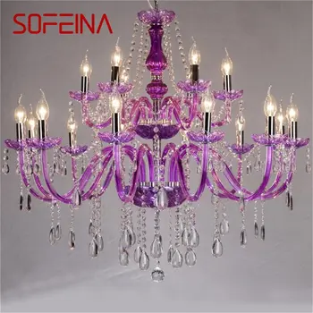 SOFEINA Europeană Stil Candelabru LED Cristal Pandantiv Mov Lux Lumânare la Corpuri de iluminat pentru Casa Hotel Hall