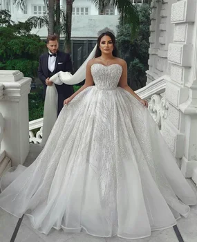 Stil arab O Linie Iubita Rochie de Mireasa Cristal Alb Rochii de Mireasa Personalizate ștrasuri din Mărgele vestido de novia