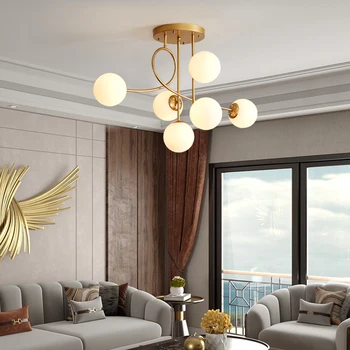Stil Modern LED Lustre Pentru Living, Dormitor, Sufragerie, Bucatarie Nordic Design Plafon Lampă de Pandantiv Minge de Sticlă E27 Lumina