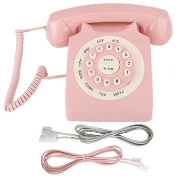 Telefon Vintage de Înaltă Definiție Calitate de Apel Telefon cu Fir pentru Biroul de Acasă Roz