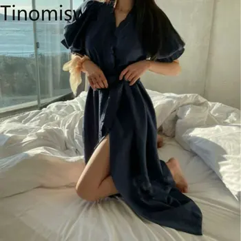 Tinomiswa Sexy Îmbrăcăminte Exterioară Cămașă De Noapte Pentru Femei De Vara Cu Maneci Scurte Coreea Style Solid De Culoare Rochii De Seara Femme Subțire Haine De Acasă