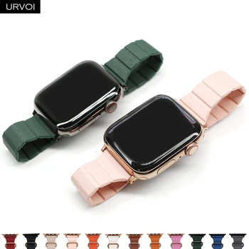 URVOI Trupa pentru Apple Watch Seria 8 7 6 SE54321 14mm piele subțire curea de link-ul pentru iWatch magnet catarama inel fasion culori design