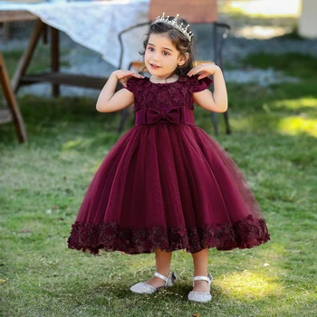 Vara Botez Flori Roz Ceremonia De 1 An De Ziua Rochie Pentru Fetita Haine Dantelă Prințesă Arc Petrecere Copii Copilul Haine