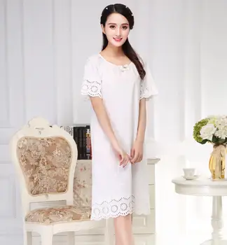 Vara Lady 100% Bumbac Broderie Versiunea Coreeană A Scăpat Cu Mânecă Scurtă Rochie De Printesa Lounge, Lenjerie Intima Homewear