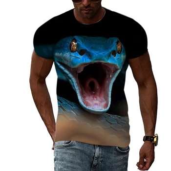Vara Rece Si Respirabil Animale de Sarpe de Imprimare 3D Model de Îmbrăcăminte pentru Bărbați T-shirt， Moda Casual Sport Top cu Maneci Scurte。