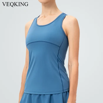 VEQKING Femei iute Uscat Yoga Top fără Mâneci Sport Running T Camasa Respirabil Slim Topuri Yoga Tricouri Tricouri de Fitness, sală de Gimnastică Antrenament de Sus