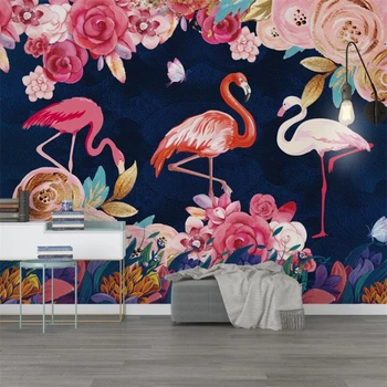 wellyu tapet Personalizat papier peint murale 3d pictate manual flori de plante flamingo fundal de hârtie de perete murală papel tapiz
