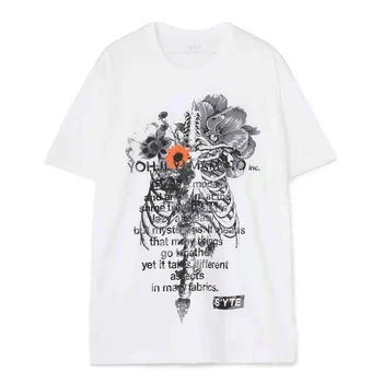 Yohji Yamamoto 22SS Vara Coaste Model de Flori Si Plante de Imprimare Bărbați Și Femei Casual cu Mânecă Scurtă T-shirt