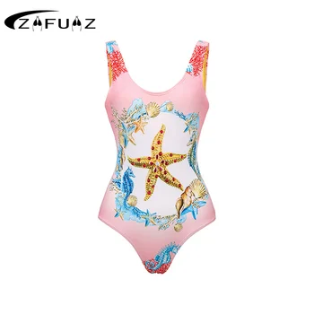 ZAFUAZ Femei-O bucată de costume de Baie Imprimat Dantela-Up Set de Bikini, Costume de baie Push Up de Flori fara Spate Costum de Baie Beach Wear Pentru Femei